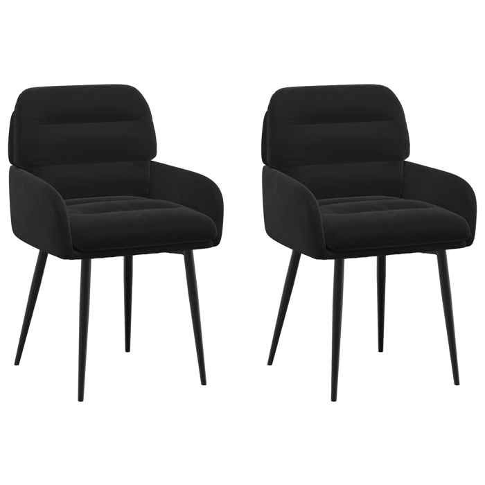 Meuble - Chaise de repas - Noir - Chaises de salle à manger 2 pc Velours Noir 59x59 5x90 cm_11058
