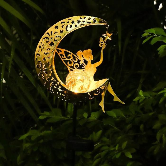 Lanterne Solaire Décorative pour Jardin - Boule en Verre Fissuré Étanche avec LED Jaune Chaud - Éclairage Solaire pour Allée