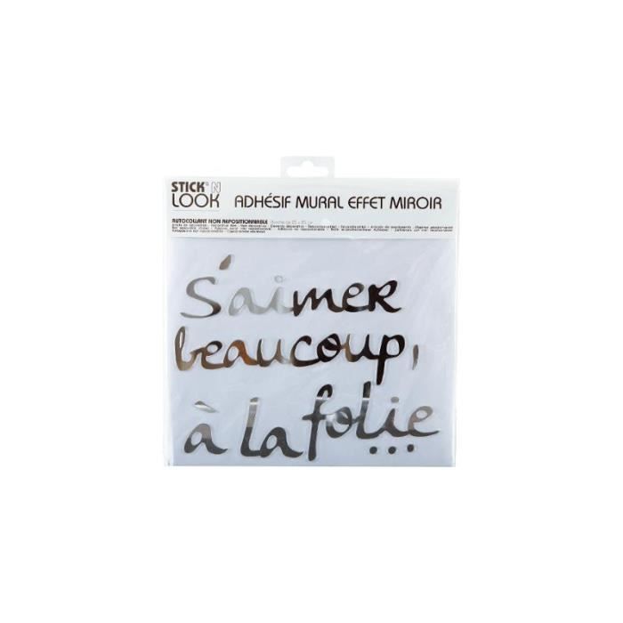 Saimer Beaucoup AC-Déco Sticker Miroir Noir à la Folie 25 x 25 cm Acrylique 
