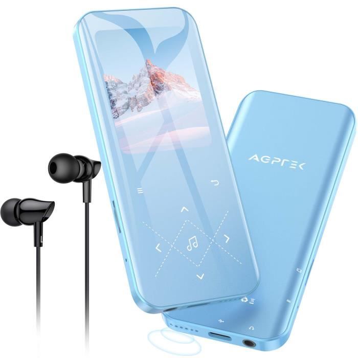 AGPTEK 32Go Haut-Parleur MP3 Bluetooth 5.3 avec Boutons Tactiles, 2.4 Pouces Grand Écran, Carte TF Jusqu’à 128G - Bleu