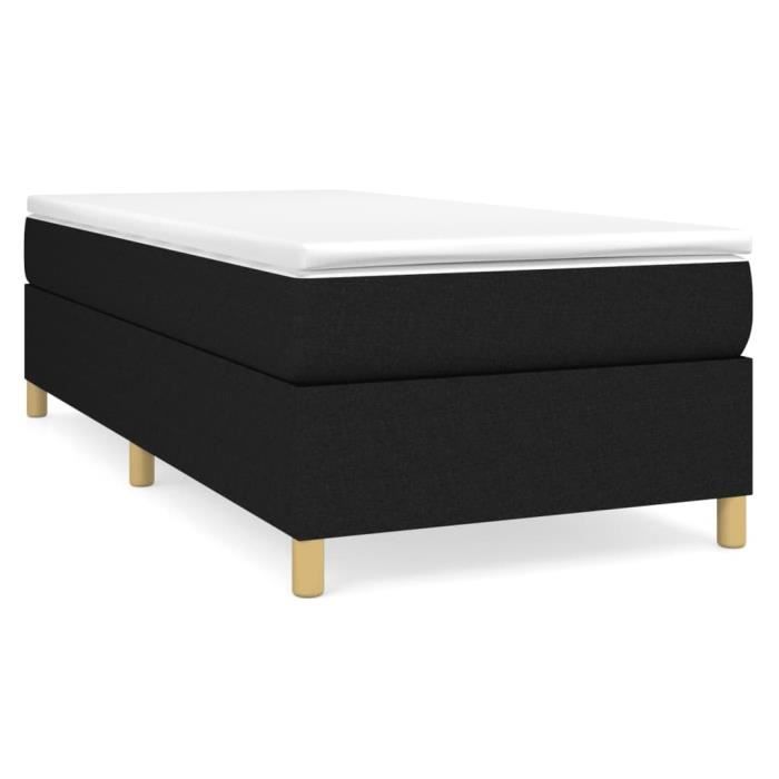 Sommier - AKOZON - 90x190 cm - Tissu noir - Lattes contreplaqué - 1 place