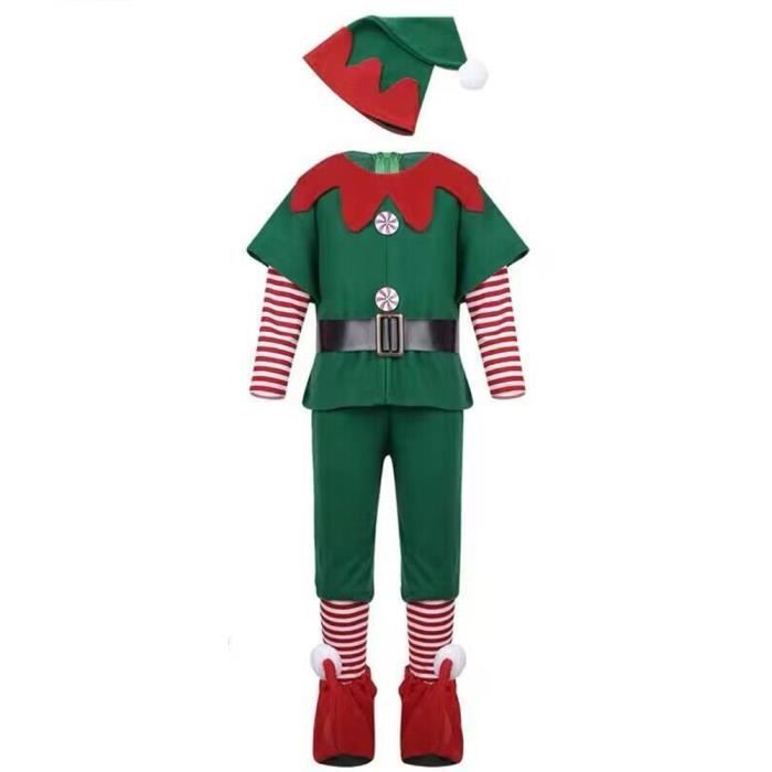 Costume Elfe De Noël Pour Enfant - Ensemble Avec Chapeau, Jupe, Ceinture, Chaussettes, Pour Fête Et Cosplay