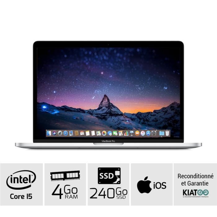 Top achat PC Portable MACBOOK PRO 13 pouces Gris core i5 2.5 GHZ 4 go ram 240 go SSD disque dur clavier AZERTY pas cher