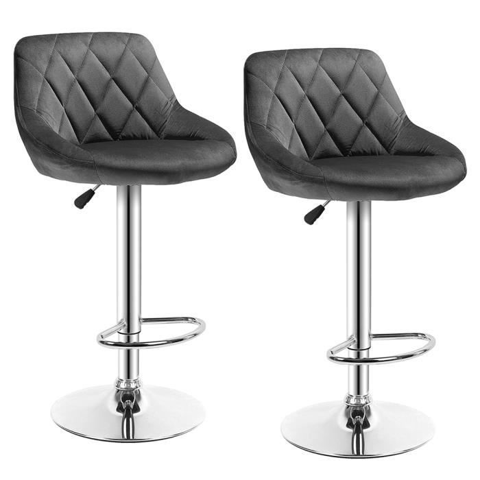 Tabouret de Bar Réglable - BUL - Lot de 4 - Style Scandinave - Gris Foncé - Rotative 360°