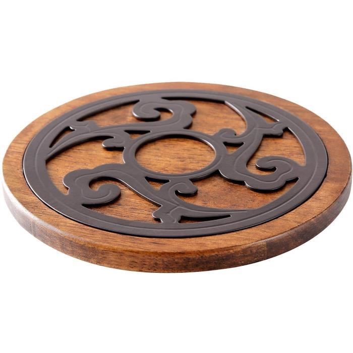 Dessous De Plat Bois/Métal - 20cm - Résistant Chaleur