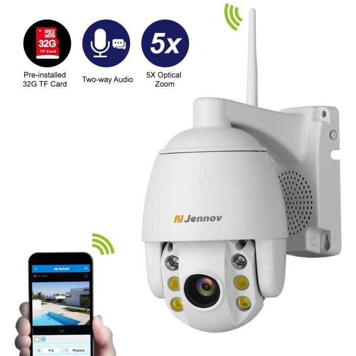 Jennov PTZ Cam ra Surveillance WiFi Cam ra D me Ext rieure sans