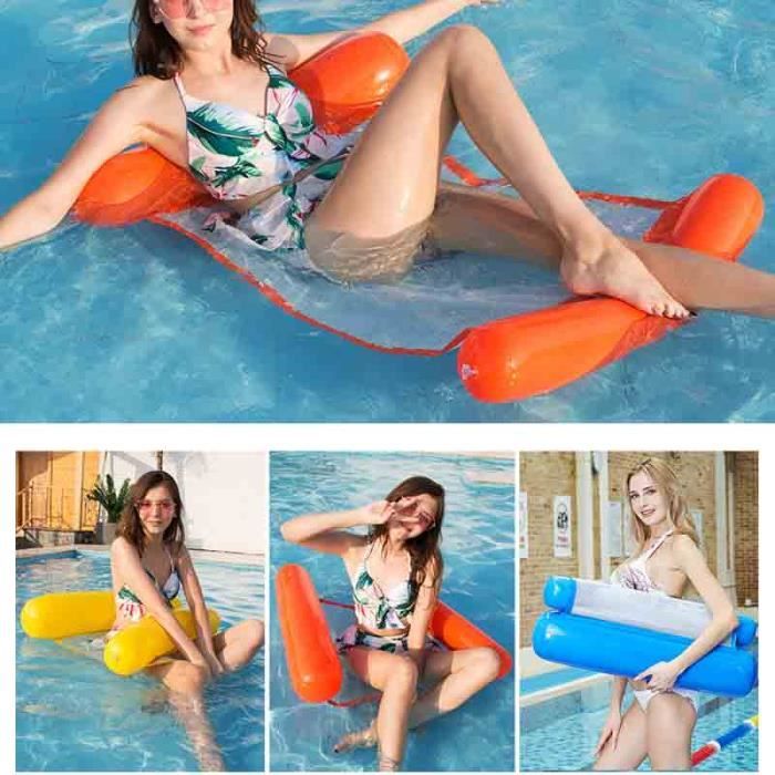 Matelas Gonflable Piscine Enfant Frites Piscine Hamac Gonflable Bouee Piscine, 2 Pcs 4 En 1 Matelas Gonflable Piscine Avec Maille Adultes Matelas Piscine Filet Matelas D Eau Piscine