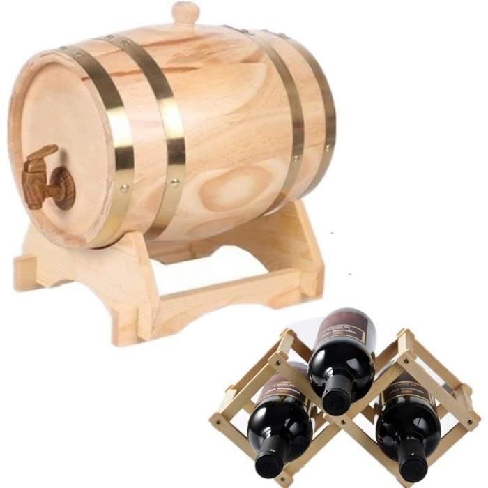 NEUF 3L Tonneau En Bois De Chêne Avec Support Pour Le Stockage Des Vins