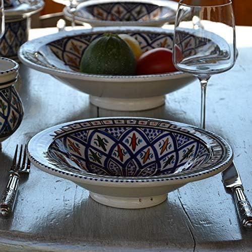 Assiette Creuse Tebsi Marocaine – Diamètre 23 Cm | Décor Main | Lave-vaisselle Micro-ondes | Sans Plomb