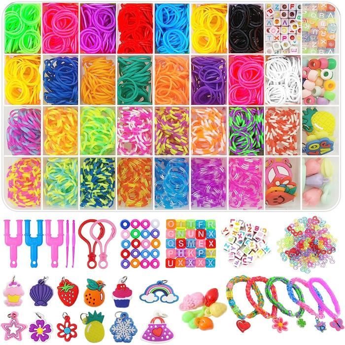 WDCD 2200+ Elastique Bracelet Kit, 32 Couleurs Bricolage Loom Ruban élastique Loom Bands Boite