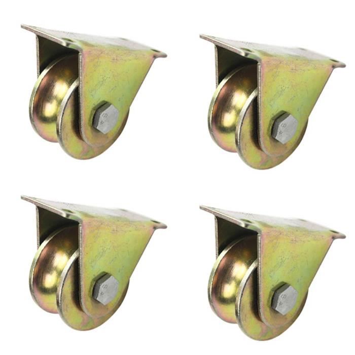 Lot De 4 Roulettes En U Pour Rail Inversé - Acier Carbone, Capacité 600kg/roue, Diamètre 1,2" (32mm)