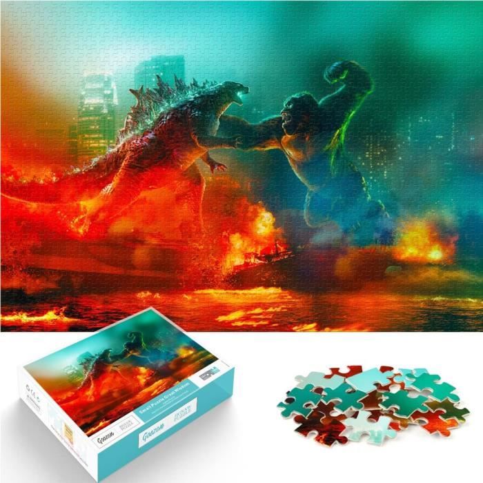 AQUARIUS Puzzle 1000 Pezzi Godzilla Vs Kong - 50,8x71,1 Cm, Licenza Ufficiale, Qualità Premium Antiriflesso