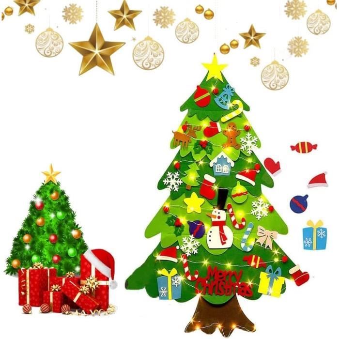 Décoration Murale De Noël En Feutre Pour Enfant – 28 Pièces Amovibles – Sapin 100 Cm