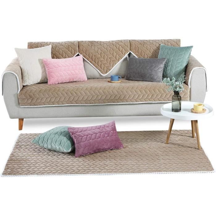 Housse De Canapé Antidérapante - Taille Unique 60x130cm - Douce Et Lavable - Revêtement Meuble - 10