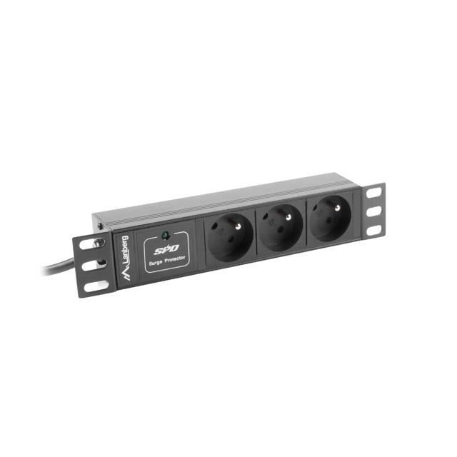 LANBERG Unité de distribution dénergie - LANBERG - PDU-03E-0200-IEC-BK - 3 Sorties CA - Coupleur C14 - 10 A
