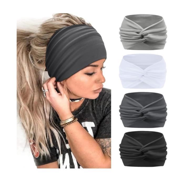 Pack De 3 Bandeaux Cheveux Femme élastiques - Rose, Violet, Vert (taille Unique, Extensible à 35 Cm)