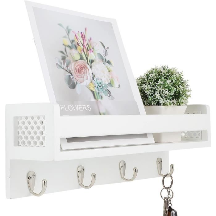 Lot De 4 étagères Murales Flottantes WELDUN - En Plastique, Support 4kg - Pour Exposer Photos, Livres, Plantes - Installation Vis Ou Adhésif - Rose - Salon, Chambre, Salle De Bain - 11
