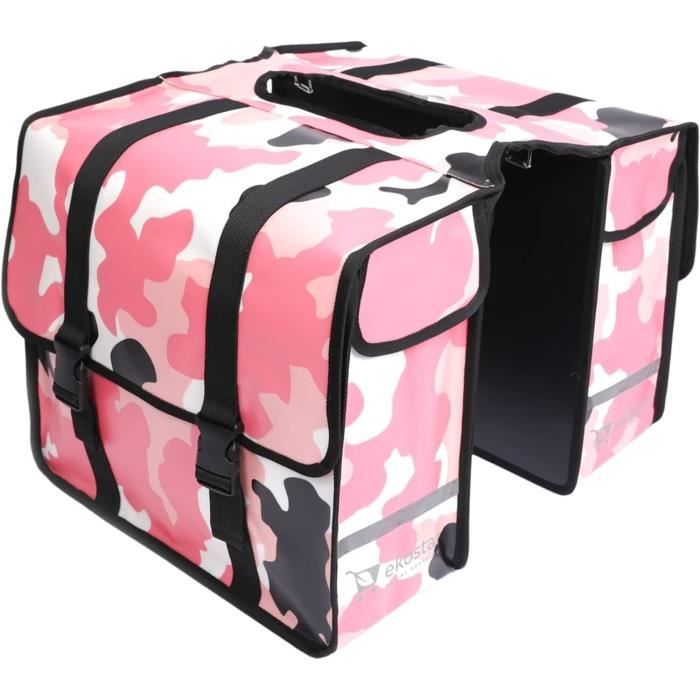 Porte-bagage Arrière Vélo Ekostar Double Sacoche Vélo Arrière - 46L Déperlant - Porte-Bagage Stable - Réflecteurs Sécurité Retroviseur Velo