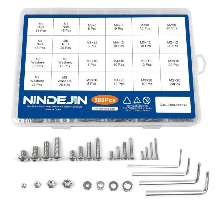Kit De 440 Boulons Et écrous M3 En Acier Inoxydable - Tête Hexagonale à Bouton - Neuf