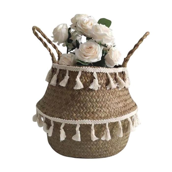 A:22×20cm Sisit Plusieurs tailles Seagrass Panier en osier Panier en osier Pot de fleur Panier pliant pour la décoration de la maison 