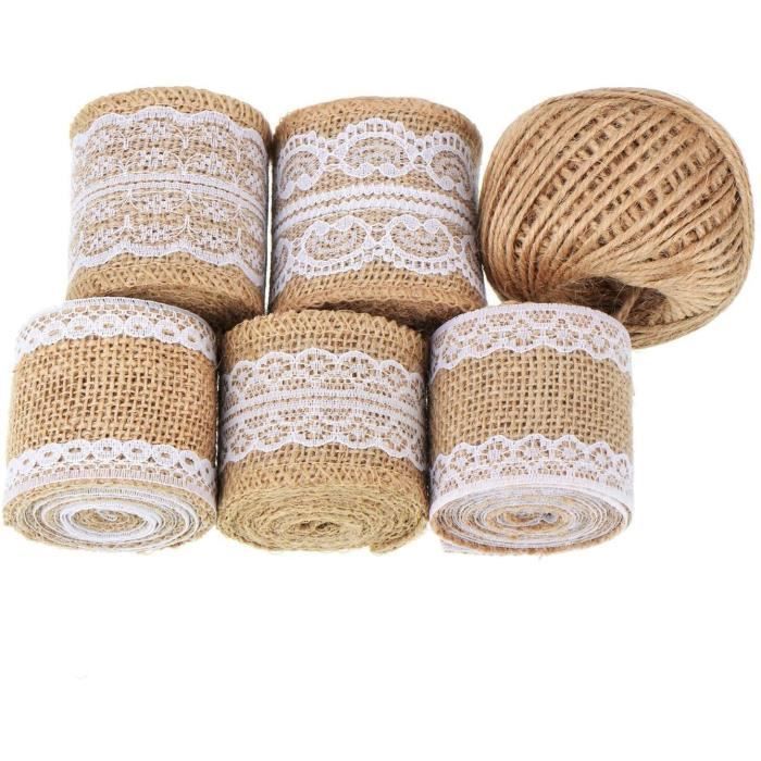 Ruban En Toile De Jute Naturel - 4 Cm X 10 M - Marron Rustique - Pour Décoration Mariage, Noël, Emballage Cadeau - 7