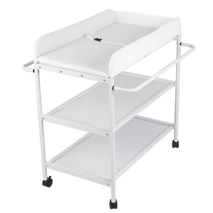 LUXS Table à langer amovible avec 2 étagères de rangement et roulettes