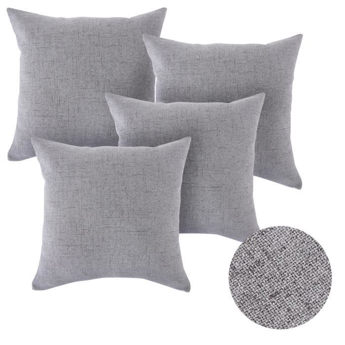 lot 4 housse de coussin canape decoration maison doux effet lin gris 45x45cm cdiscount maison