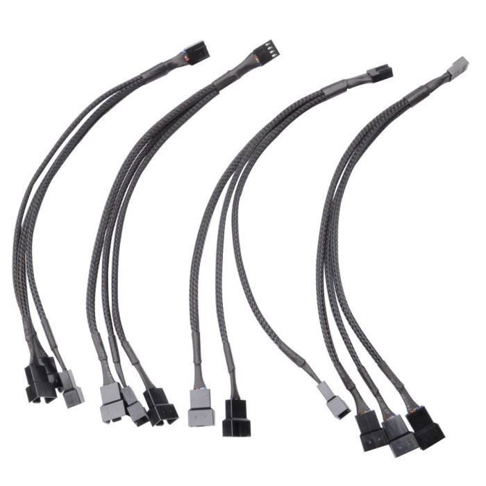 4 Pcs 4 Broches Pwm Connecteur Boitier Fan 1 A 3 Facons Splitter Noir Allonge Extension Cable D Alimentation Pour Ventilateur Pc Ma Prix Pas Cher Cdiscount