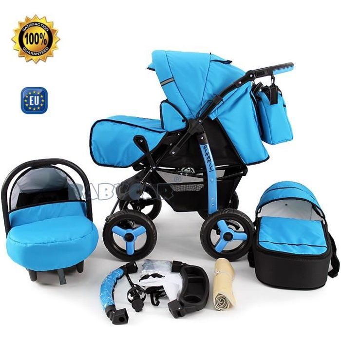 Dynamic Poussette Landau 3en1 avec siege auto Couffin Poussette canne Bleu Cdiscount Puericulture Eveil bebe