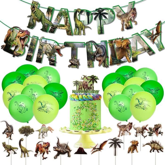 Déco Anniversaire Thème Dinosaure - 9 Pièces : Boules En Nid D'abeille + Bannière Happy Birthday - Décoration Fête Enfant T-Rex
