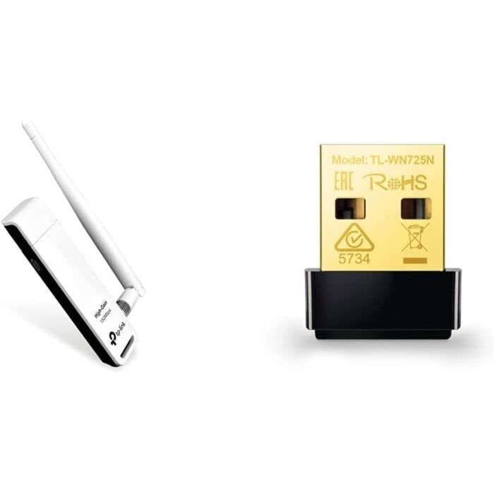 Adaptateur USB WiFi TP-Link TL-WN722N V3 - 150 Mbps, Antenne 4 DBi, Blanc/noir