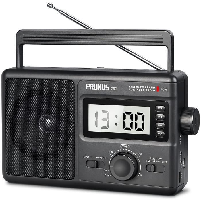 J-09 Poste Radio Portable, SW AM FM Radio Piles et Secteur, Radio
