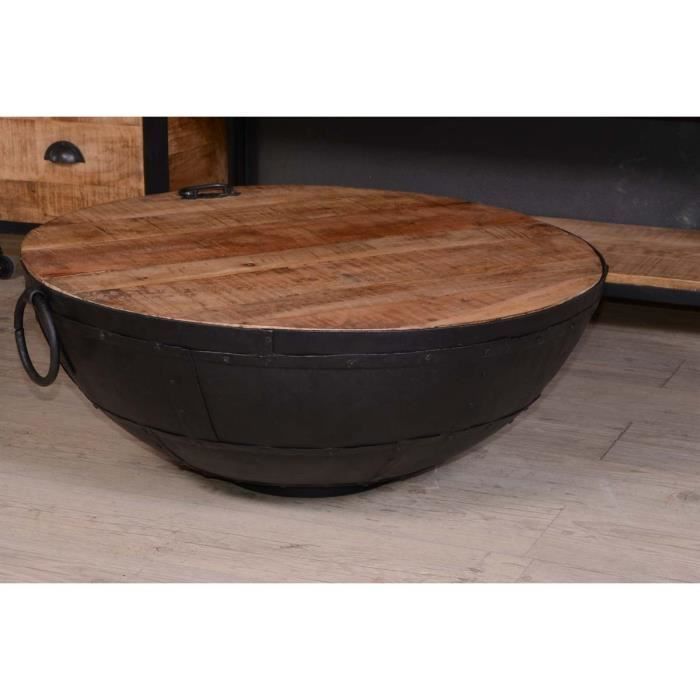 Table Basse Ronde Coffre Indutrielle Atelier Meuble House