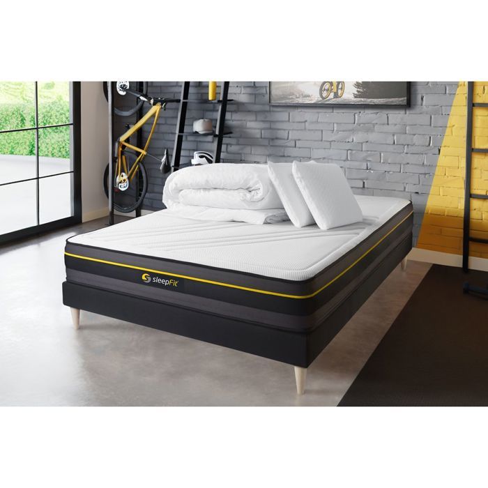 Pack matelas ACTIVE 140x200 + sommier + Couette + 2 oreillers Pack matelas ACTIVE 140x200 + sommier + Couette + 2 oreillers