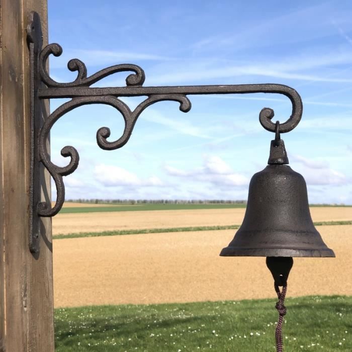 Cloche de Porte de Portail Sonnette Crédence Équerre Mural Fonte 33 cm ...