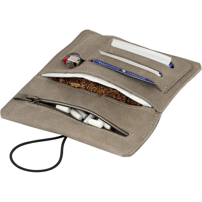 Blague à Tabac En Cuir Hydrofuge - Pliante, 13x7.5 Cm - Pochette De Rangement Pour Tabac à Rouler - 6