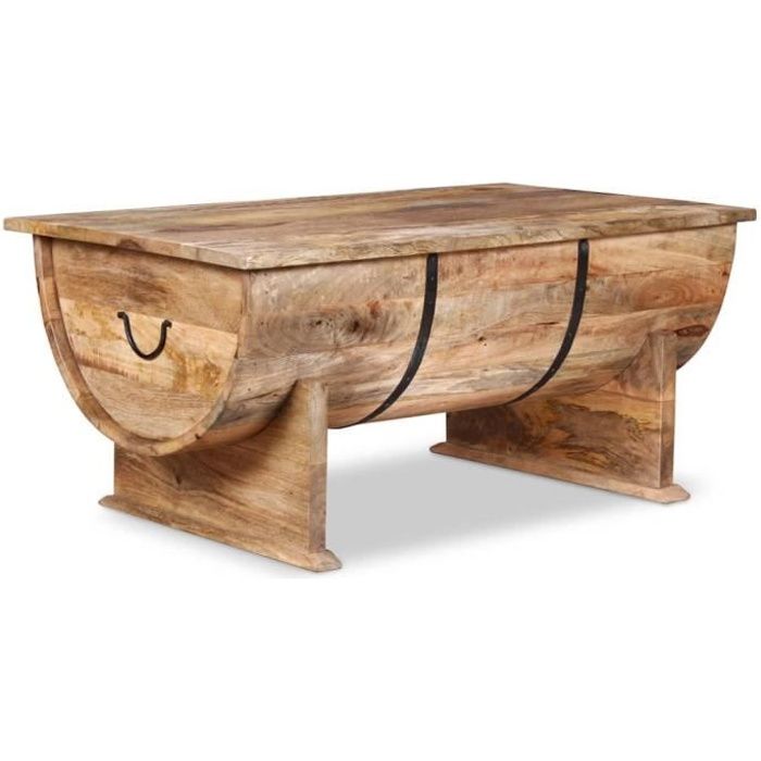 Table basse de Salon en Bois de Manguier Massif - Vintage - Marron - Rectangulaire - 88 x 50 x 40 cm