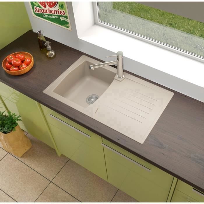 Évier en Verre Encastré Evier de Cuisine Acier Inoxydable 86 x 50 Noir respekta