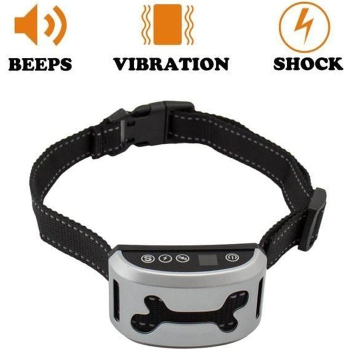 Collier Anti Aboiement Pour Chien Rechargeable Automatique Anti Bark Dog Collar Ecran Lcd Argent Achat Vente Anti Aboiement King Collier Anti Aboiement Cdiscount