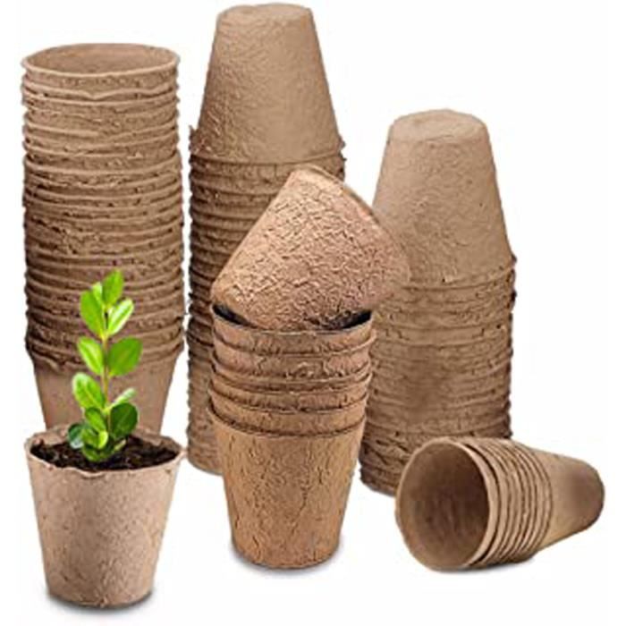 BFACCIA 20Pcs Pots de Graines Biod/égradables en Fibre pour Semis 8cm Plantation en Fibres pour Semis Plantes de Jardin avec 20Pcs /Étiquettes