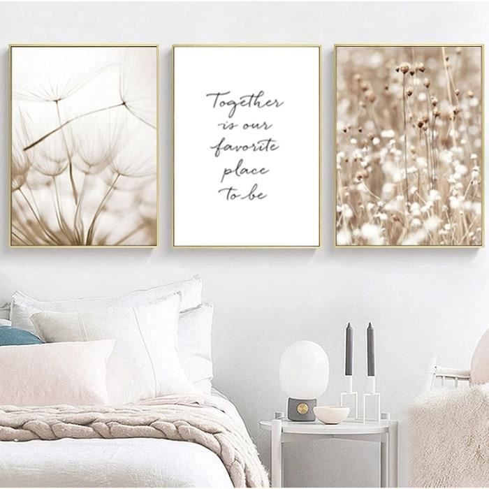 Lot de 3 posters décoratifs muraux Beige Pampas Image moderne pour