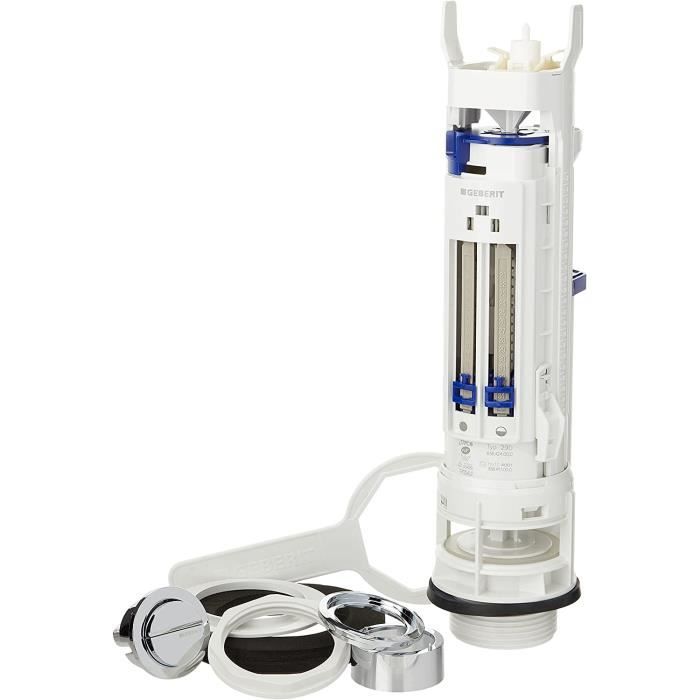 Geberit Impuls 290 Valvola Di Scarico WC A Doppio Flusso, Cromata E Pulsante, Per Cassette In Ceramica, Modello 282.350.21.2