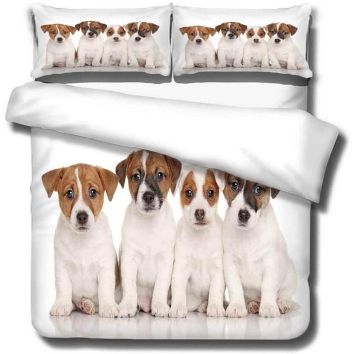 Haut De Couette Artisanal - Appliqué Chiot Marron - Fait Main (USA) - NEUF