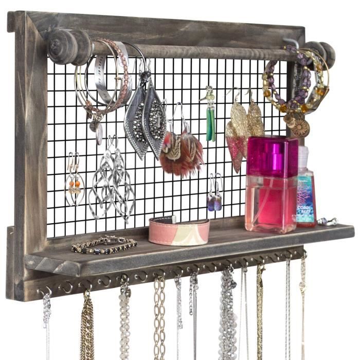 Porte Bijoux Mural Rustique Par Socal Buttercup Support En Bois