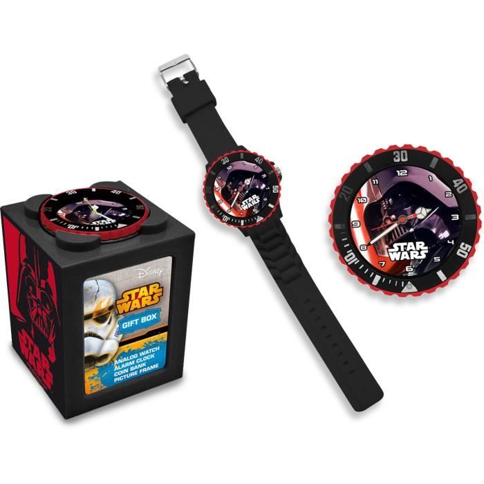 STAR WARS Dark Vader Coffret Montre 4 En 1 - Analogique - Etanche (3ATM) - Réveil - Garçon - A partir de 3 ans - Livré à l'unité