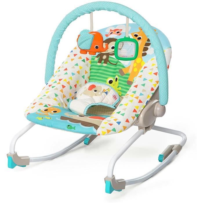 BRIGHT STARTS Transat bébé évolutif Arc-en Ciel, bleu, Vibrations apaisantes, 2 positions d BRIGHT STARTS Transat bébé évolutif Arc-en Ciel, bleu, Vibrations apaisantes, 2 positions d