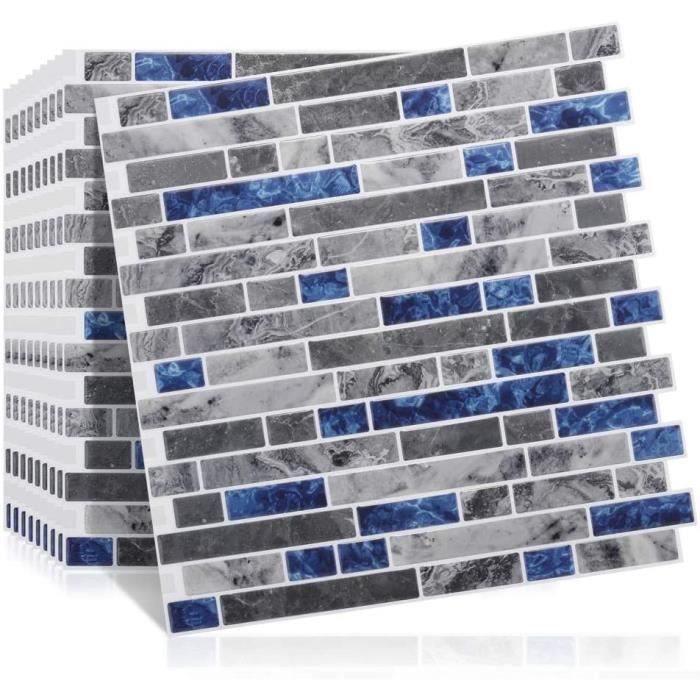 40 Panneaux Papier Peint Adhésif 3D Effet Brique Et Pierre - 30x30 Cm - Gris