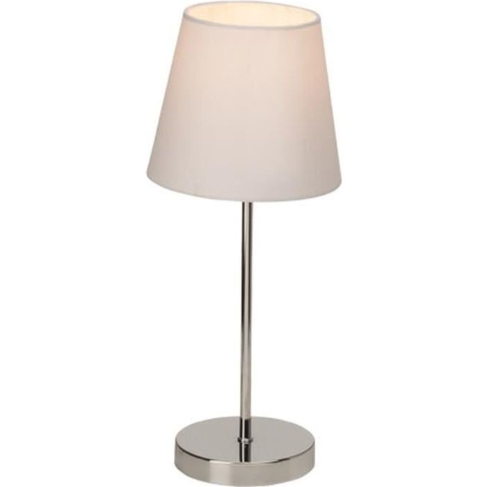 Kasha Lampe A Poser Chevet Tactile Chrome Et Tissu Blanc Achat