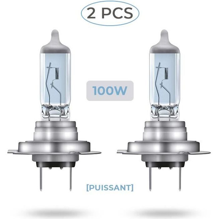 2X Ampoules H7 Avant Phares et Croisement - 100W Puissant Blanc 12V Couleur 5500K - Lampe Ampoule Halogène Véhicule Feux