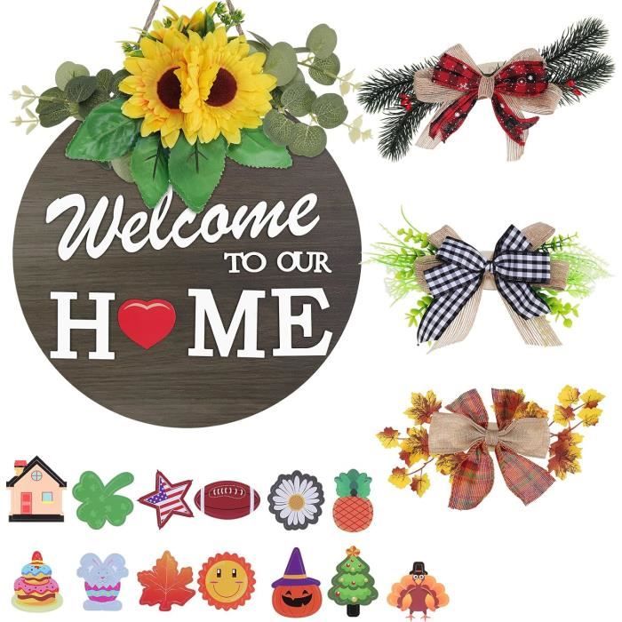 Ferme Porte Interieur Panneau De Bienvenue Pour Porte D'entrée, Décoration De Porche Avant De 18 M De Haut Panneaux De Bienvenue Pour Porche Dentree Decorations De Porche En Bois De Ferme Rustique